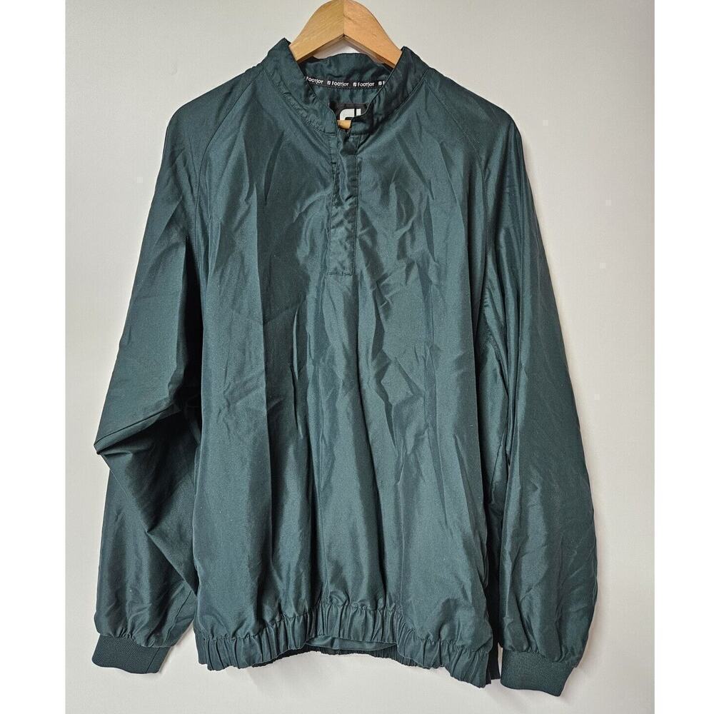 FootJoy Mens Size L Green Long Sleeve V-neck Pullover Windbreaker Jacket